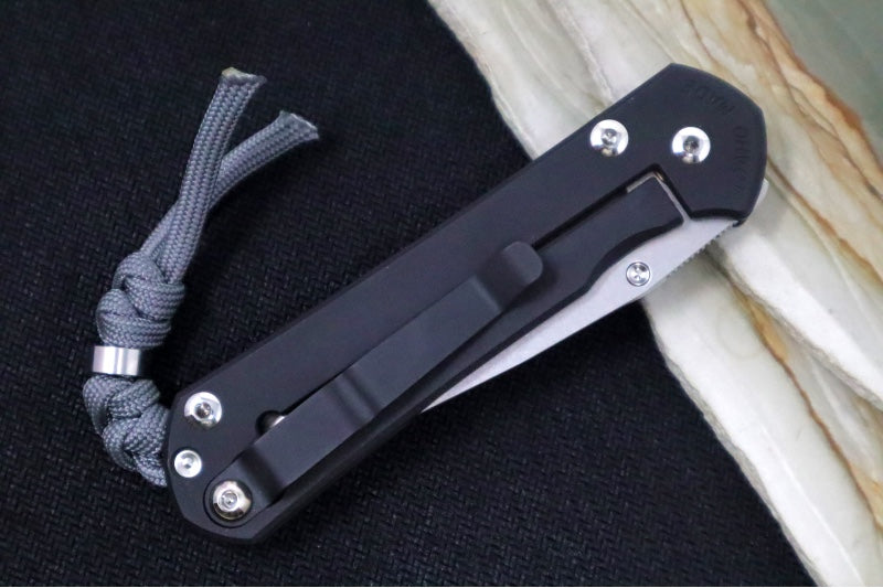 Chris Reeve Knives Small Sebenza 31 NWK Exclusive - Drop Point Blade / CPM-Magnacut Steel / Armor Black Cerakote Handle / Grey Lanyard S31-1734