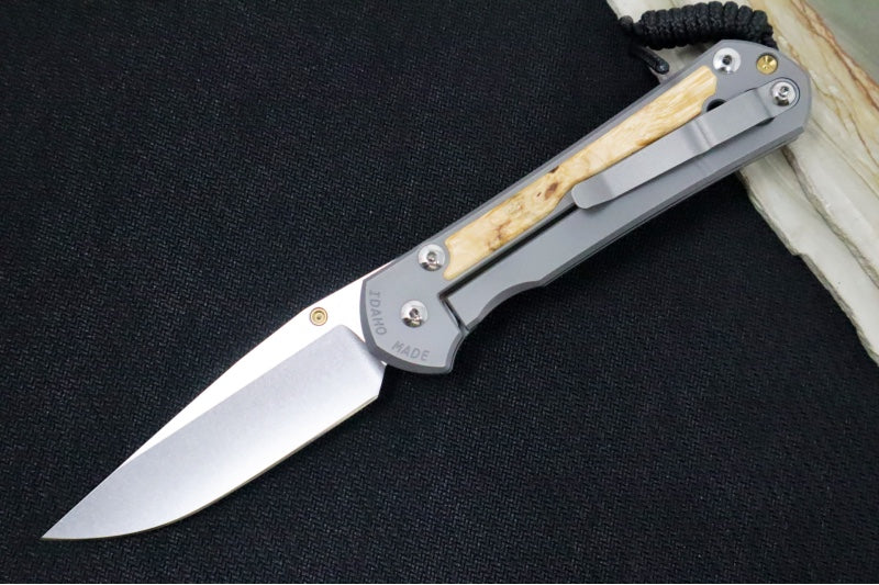 Chris Reeve Large Sebenza 31 LEFT HAND - Drop Point Blade / Box Elder Inlay / CPM-Magnacut (A2) L31-1109
