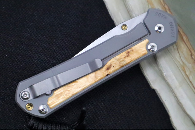 Chris Reeve Large Sebenza 31 LEFT HAND - Drop Point Blade / Box Elder Inlay / CPM-Magnacut (A2) L31-1109 - Northwest Knives