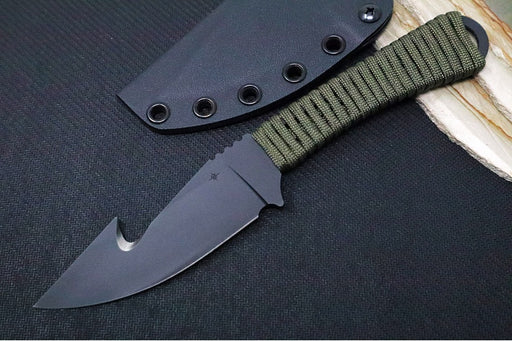 Garage Sale Toor Knives Merlin Gut Hooker Fixed Blade - Black Finished Blade / CPM-154 Steel / Woodland Green Handle / Kydex Sheath - Northwest Knives