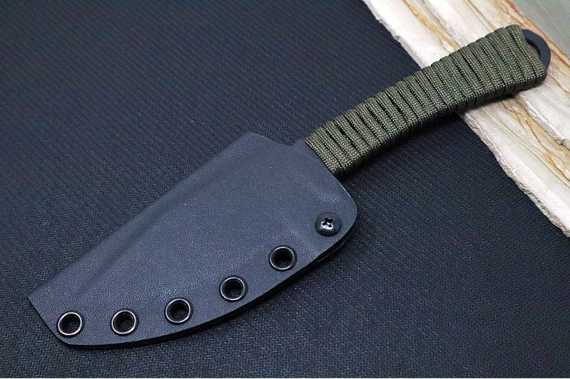 Garage Sale Toor Knives Merlin Gut Hooker Fixed Blade - Black Finished Blade / CPM-154 Steel / Woodland Green Handle / Kydex Sheath - Northwest Knives