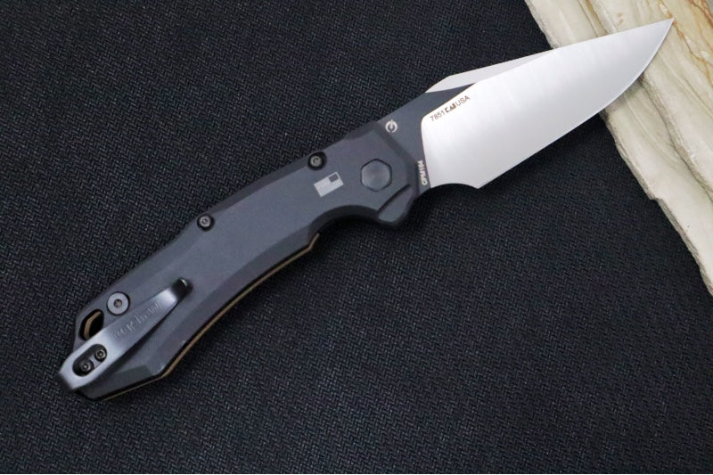 Kershaw 7851 Launch 19 Automatic Knife - Clip Point Blade / Black Anodized Aluminum & Earth Brown G-10 Handle / CPM-154 Steel