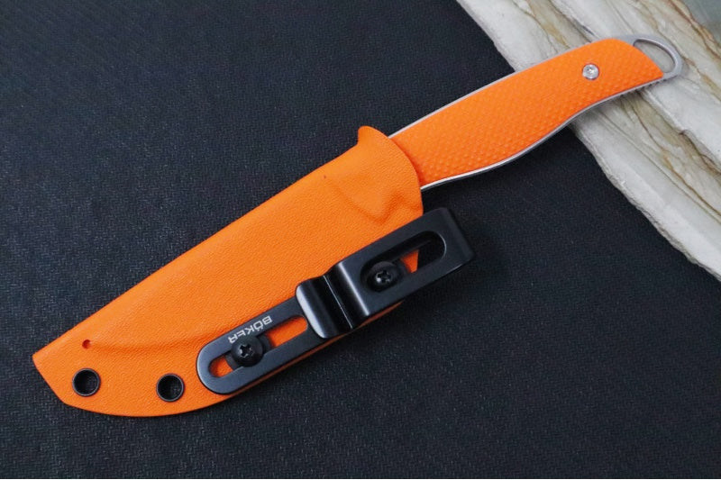 Boker USA Backcountry Fixed Blade - Textured Orange G-10 Handle / CPM-Magnacut Steel / Stonewash Finish / Drop Point Blade 02BU0001 - Northwest Knives