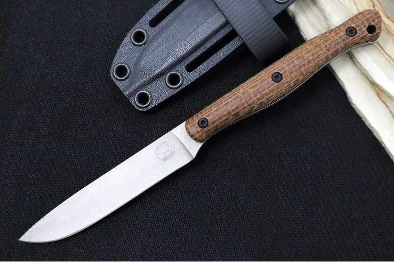 White River Knives Exodus 4 - CPM-S35VN Steel / Natural Burlap Micarta Handle