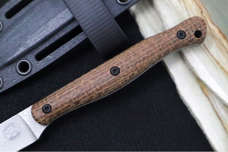 White River Knives Exodus 4 - CPM-S35VN Steel / Natural Burlap Micarta Handle