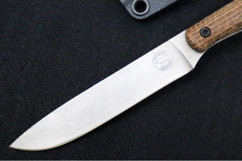 White River Knives Exodus 4 - CPM-S35VN Steel / Natural Burlap Micarta Handle