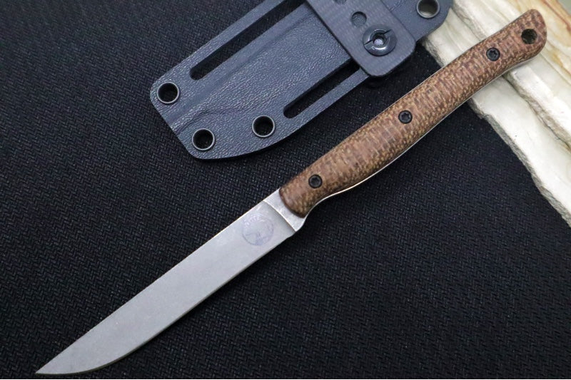 White River Knives Exodus 3 - CPM-S35VN Steel / Natural Burlap Micarta Handle