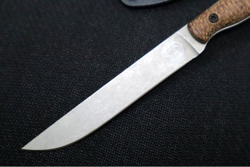 White River Knives Exodus 3 - CPM-S35VN Steel / Natural Burlap Micarta Handle