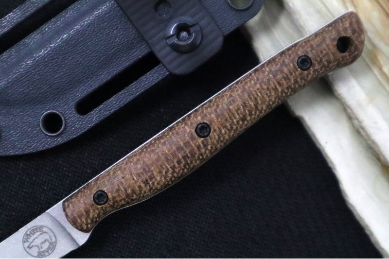 White River Knives Exodus 3 - CPM-S35VN Steel / Natural Burlap Micarta Handle