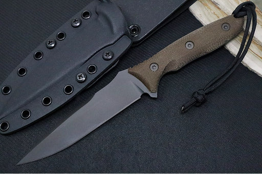 Spartan Blades Moros Fighter Fixed Blade - CPM-Magnacut Steel / Spear Point Blade / Black Finish / Green Micarta Handle / Black Kydex Sheath SB53BKGRKYBK - Northwest Knives