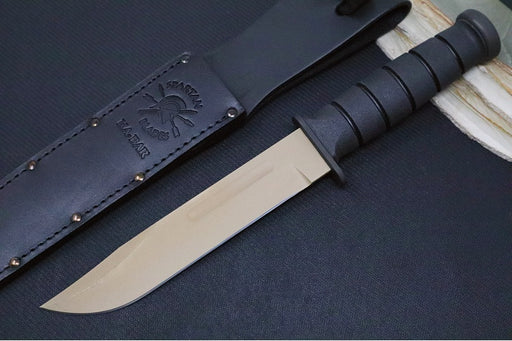 Spartan Blades KA-BAR Fixed Blade - Flat Dark Earth Clip Point Blade / Black Leather Sheath SB54DEBKLTBK - Northwest Knives