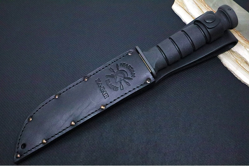 Spartan Blades KA-BAR Fixed Blade - Flat Dark Earth Clip Point Blade / Black Leather Sheath SB54DEBKLTBK - Northwest Knives