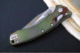 Microtech Amphibian Outbreak Folder RAM-Lok - Partial Serrated Drop Point / Darkwash Outbreak Finish / Outbreak Green Aluminum Handle with Red Blood Splatter 137RL-2FLOBS - Northwest Knives