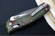 Microtech Amphibian Outbreak Folder RAM-Lok - Partial Serrated Drop Point / Darkwash Outbreak Finish / Outbreak Green Aluminum Handle with Red Blood Splatter 137RL-2FLOBS - Northwest Knives
