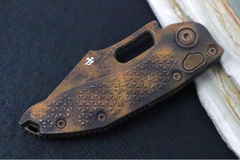 Microtech Stitch Auto Plague Outbreak - Fully Serrated Wharncliffe Blade / Plague Outbreak Finish / Plague Outbreak Anodized Aluminum with Blood Splatter 169-3PLOBS - Northwest Knives