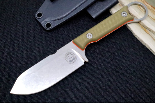 White River Knives 3.5" Firecraft  - CPM-Magnacut Steel / Orange & OD Green Textured G-10 Handle WRFC3.5-TGO-MAG