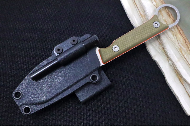 White River Knives 3.5" Firecraft  - CPM-Magnacut Steel / Orange & OD Green Textured G-10 Handle WRFC3.5-TGO-MAG