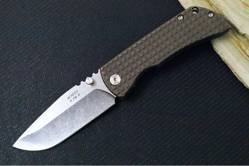 McNees Knives PM Mac2 3.0" Folding Knife - CPM-Magnacut Steel / Drop Point / Satin Stonewashed Blade / Frag Patterned Bronzed Anodized Titanium Handle & Satin Hardware - Northwest Knives
