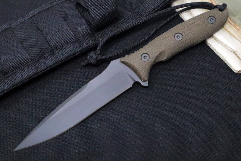 Spartan Blades Moros Fighter Fixed Blade - CPM-S45VN Steel / Spear Point Blade / Black Finish / Green Micarta Handle / Black Nylon Molle Sheath SB53BKGRNLBK