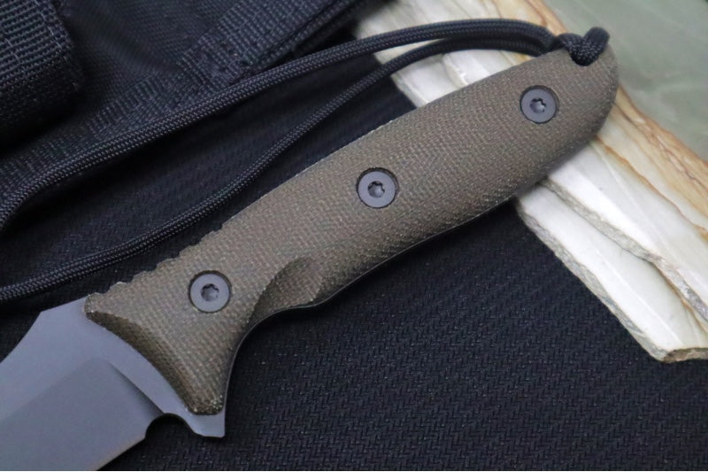 Spartan Blades Moros Fighter Fixed Blade - CPM-S45VN Steel / Spear Point Blade / Black Finish / Green Micarta Handle / Black Nylon Molle Sheath SB53BKGRNLBK