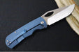 McNees Knives 3.75" DX Dixon - CPM-Magnacut Steel / Drop Point / Satin Stonewashed Finish / Blue Anodized Diamond Patterned Titanium Handle & Satin Hardware - Northwest Knives