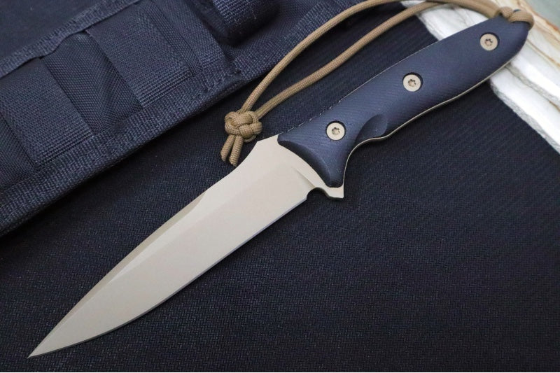 Spartan Blades Moros Fighter Fixed Blade - CPM-S45VN Steel / Spear Point Blade / Flat Dark Earth Finish / Black Micarta Handle / Black Nylon Molle Sheath SB53DEBKNLBK