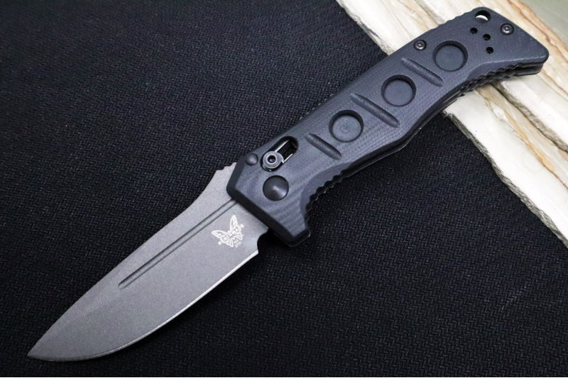 Benchmade 2730GY-1 Mini Auto Adamas - Black Drop Point Blade / CPM-CruWear Steel / Black G-10 Handle