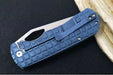 McNees Knives 3.75" DX Dixon - CPM-Magnacut Steel / Drop Point / Stonewashed Satin Finish / Blue Anodized Frag Titanium Handle & Satin Hardware - Northwest Knives