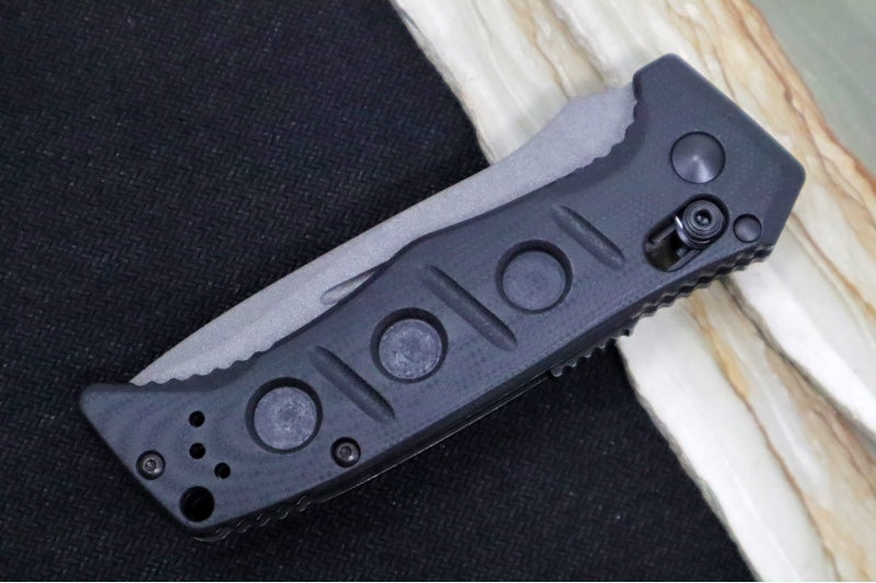Benchmade 2730GY-1 Mini Auto Adamas - Black Drop Point Blade / CPM-CruWear Steel / Black G-10 Handle