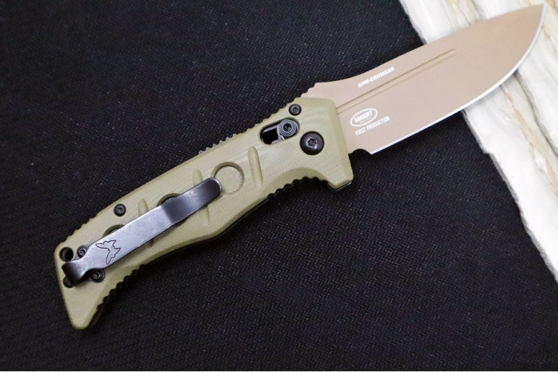 Benchmade 2730FE-2 Mini Auto Adamas - FDE Drop Point Blade / CPM-CruWear Steel / OD Green G-10 Handle