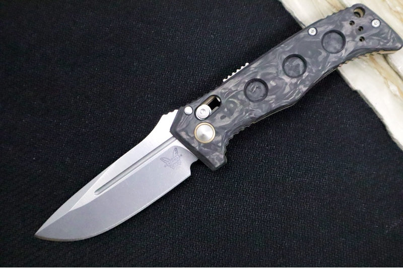 Benchmade 2730-3 Mini Auto Adamas - Drop Point Blade / CPM-Magnacut Steel / Marbled Carbon Fiber Handle
