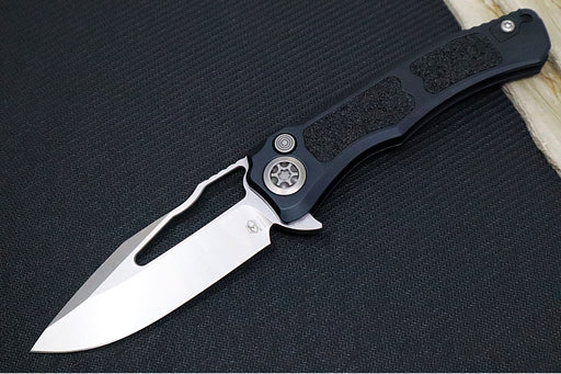 Heretic Knives Wraith Manual V.4 - Clip Point Blade / Stonewash Finish / Black Anodized Aluminum Handle & Black Grip-Tape Inlays H001-2A - Northwest Knives