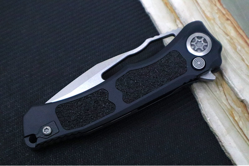 Heretic Knives Wraith Manual V.4 - Clip Point Blade / Stonewash Finish / Black Anodized Aluminum Handle & Black Grip-Tape Inlays H001-2A - Northwest Knives