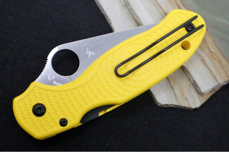 Spyderco Paramilitary 3 Lightweight Salt -Yellow FRN / Satin Finish / CPM-Magancut Steel C223PYL