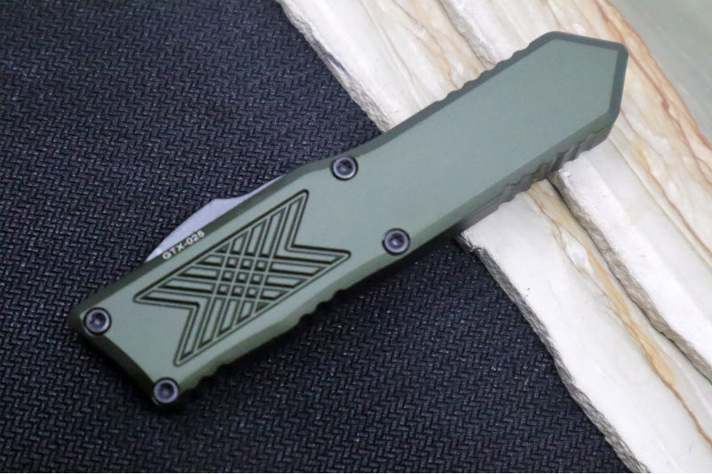 Guardian Tactical GTX-025 OTF - Black Finish / Elmax Steel / Drop Point Blade / OD Green Anodized Aluminum Handle 12-8111 - Northwest Knives