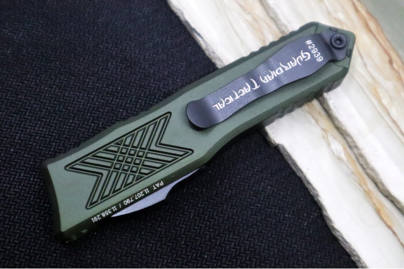 Guardian Tactical GTX-025 OTF - Black Finish / Elmax Steel / Drop Point Blade / OD Green Anodized Aluminum Handle 12-8111