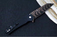 Pro Tech Malibu Custom - "Dragon Scale" Black Anodized Aluminum Handle / Black Hardware & Clip / BakerForge Coppermai Ripple Damascus / Reverse Tanto Blade / Copper Mosaic Pin Push Button - Northwest Knives