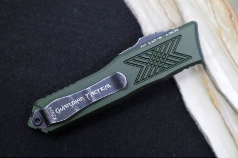 Guardian Tactical GTX-025 OTF - Dark Stonewash Finish / Elmax Steel / Tanto Blade / OD Green Anodized Aluminum Handle 12-8621