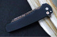 Pro Tech Malibu Custom - "Dragon Scale" Black Anodized Aluminum Handle / Black Hardware & Clip / BakerForge Coppermai Ripple Damascus / Reverse Tanto Blade / Copper Mosaic Pin Push Button - Northwest Knives
