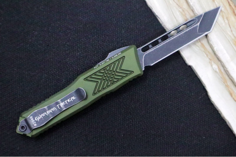 Guardian Tactical GTX-025 OTF - Dark Stonewash Finish / Elmax Steel / Tanto Blade / OD Green Anodized Aluminum Handle 12-8621
