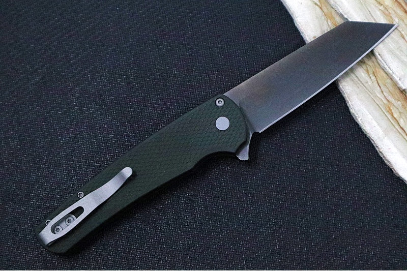 Pro Tech Malibu - Reverse Tanto / Smokey Grey DLC Finished Blade / CPM-Magnacut Steel / Green Textured Aluminum Handle 5406-SG - Northwest Knives