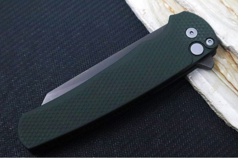 Pro Tech Malibu - Reverse Tanto / Smokey Grey DLC Finished Blade / CPM-Magnacut Steel / Green Textured Aluminum Handle 5406-SG - Northwest Knives