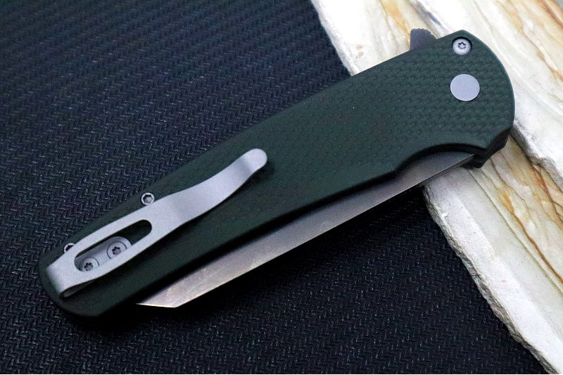 Pro Tech Malibu - Reverse Tanto / Smokey Grey DLC Finished Blade / CPM-Magnacut Steel / Green Textured Aluminum Handle 5406-SG - Northwest Knives