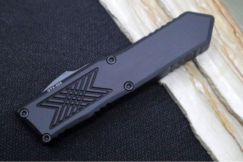Guardian Tactical GTX-025 OTF - Dark Stonewash Finish / Elmax Steel / Tanto Blade / Black Anodized Aluminum Handle 12-3621 - Northwest Knives