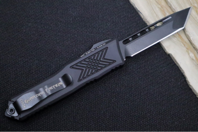 Guardian Tactical GTX-025 OTF - Tactical Black Finish / Elmax Steel / Tanto Blade / Black Anodized Aluminum Handle 12-3121