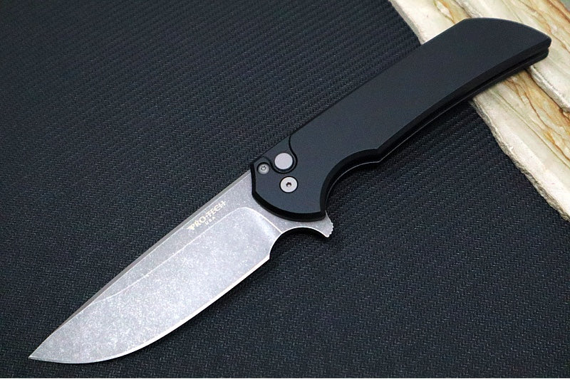 Pro Tech Mordax - Drop Point Blade / Acid Washed Finish / CPM-20CV Steel / Black Anodized Aluminum Handle MX101-AW20CV - Northwest Knives