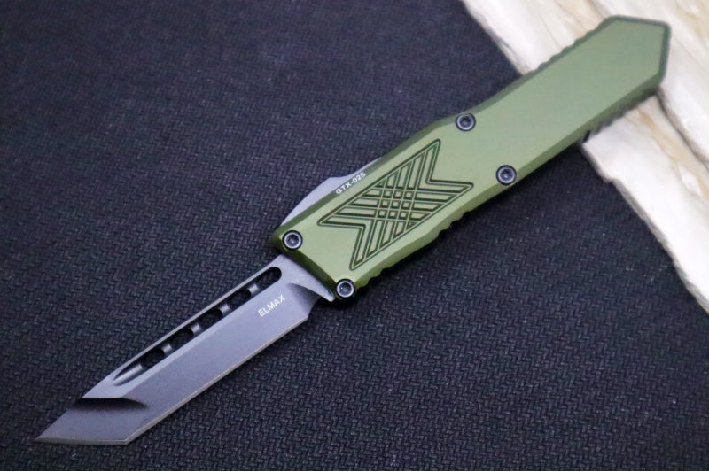 Guardian Tactical GTX-025 OTF - Tactical Black Finish / Elmax Steel / Tanto Blade / OD Green Anodized Aluminum Handle 12-8121 - Northwest Knives
