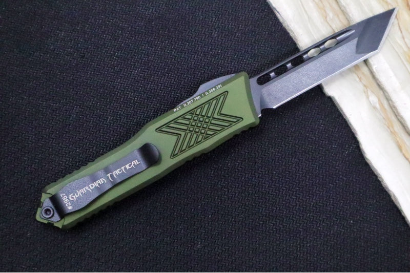 Guardian Tactical GTX-025 OTF - Tactical Black Finish / Elmax Steel / Tanto Blade / OD Green Anodized Aluminum Handle 12-8121 - Northwest Knives