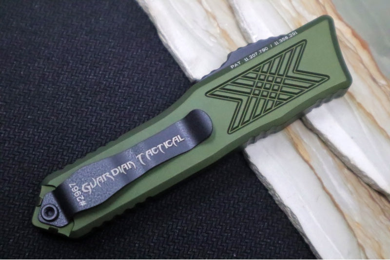Guardian Tactical GTX-025 OTF - Tactical Black Finish / Elmax Steel / Tanto Blade / OD Green Anodized Aluminum Handle 12-8121