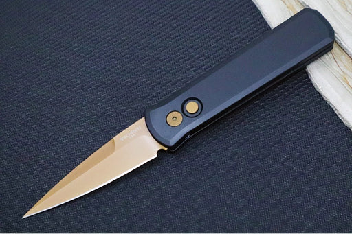 Pro Tech Godson Auto - Tan PVD Finish / Spearpoint Blade / 154CM Steel / Black Anodized Aluminum Handle 721-TAN - Northwest Knives